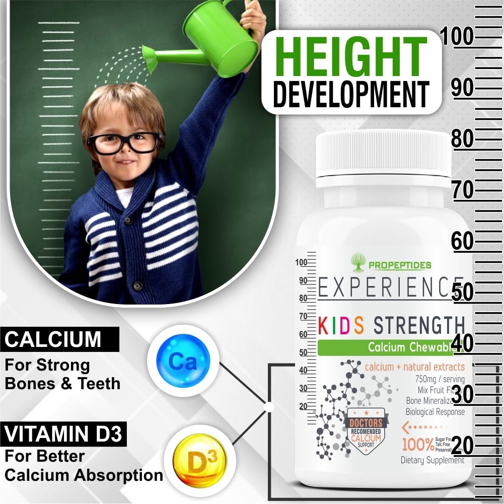 Calcium for Kids | Propeptides Calcium Chewable Tablets with Vitamin D3 | 60 Tablets
