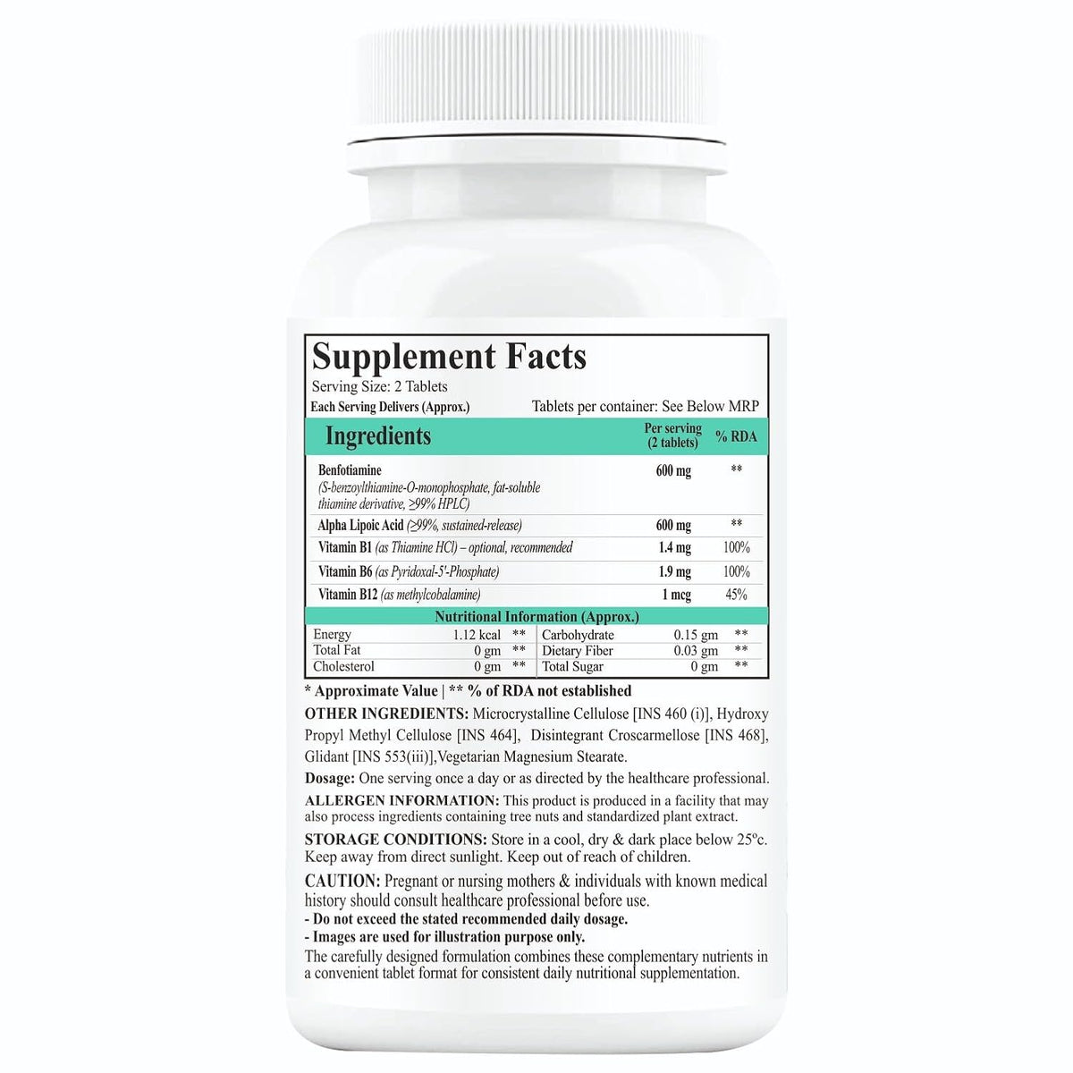 HAYER Benfotiamine 600mg + Alpha Lipoic Acid 600mg 60 Tablets