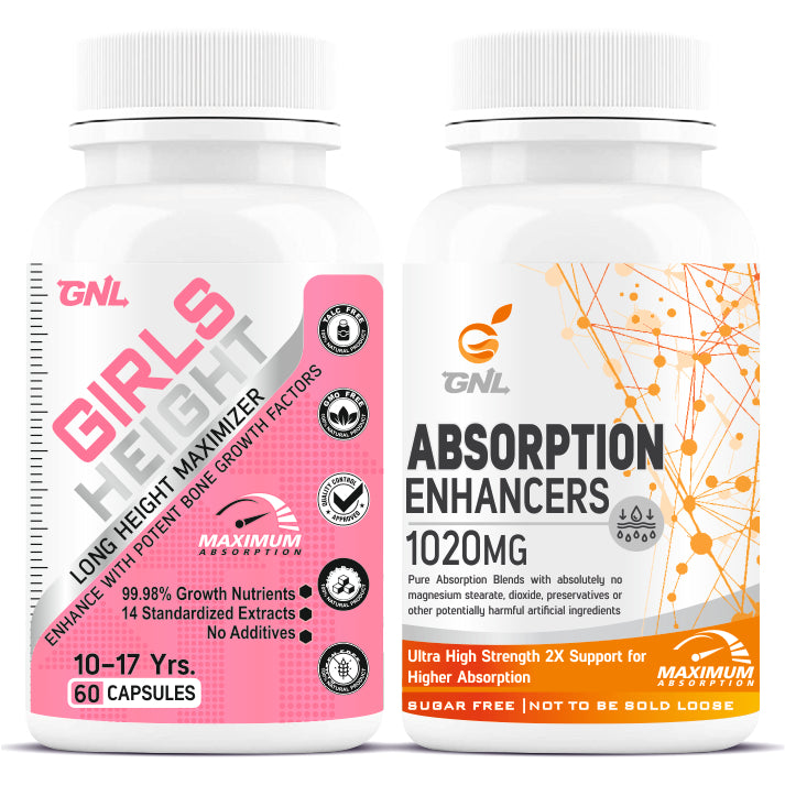 GNL Height Increase Medicine For Girls, With Growth Support Supplements To Promote Strong Bones, And High Muscle Mass -60 Tablets