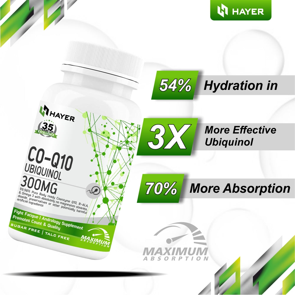 HAYER Ubiquinol Coq10 Supplement 300mg High Absorption, Antioxidant To Support Good Heart Health-90 Coenzyme q10 Tablet