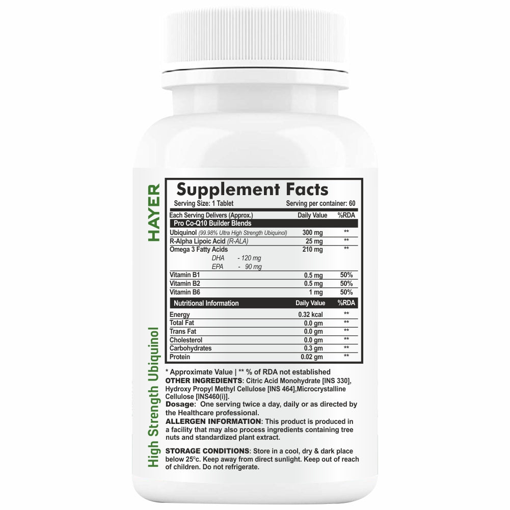 HAYER Coq10 Supplement, Coenzyme Co Q10 300mg As Ubiquinol, Heart health supplements-120 Tablets (Pack 2)