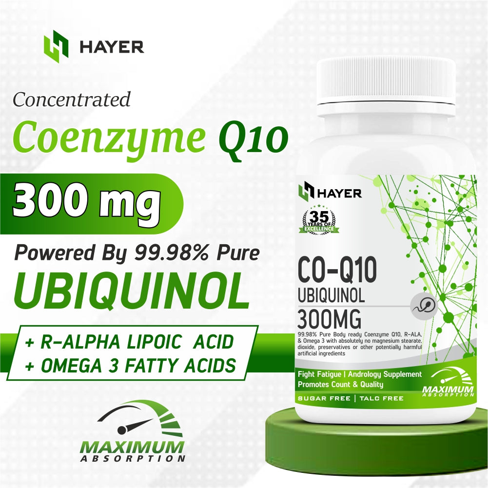 HAYER Coq10 Supplement, Coenzyme Co Q10 300mg As Ubiquinol, Heart health supplements-120 Tablets (Pack 2)