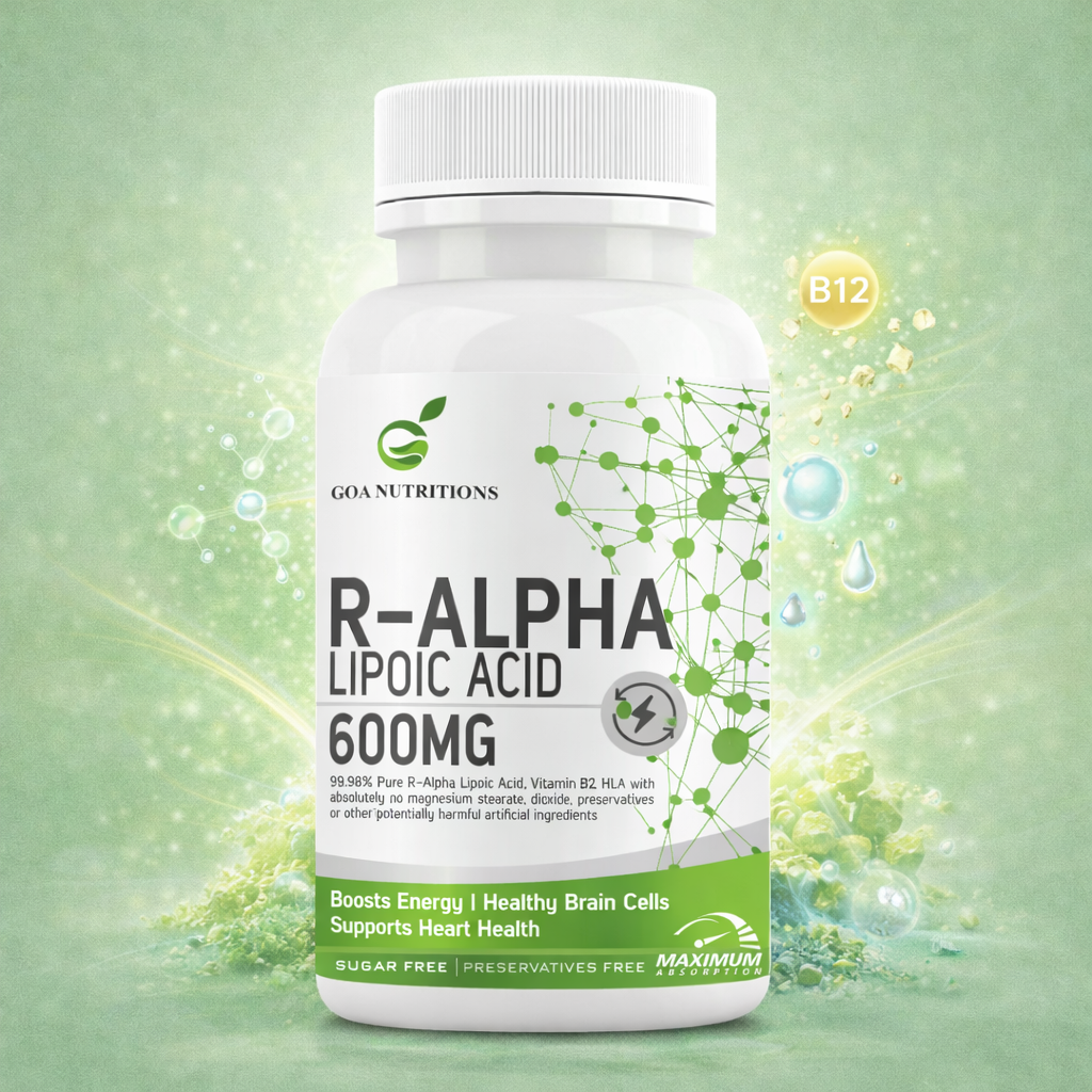 GOA NUTRITIONS R-Alpha Lipoic Acid 600mg, Glutathione, Vitamin B12, Hy – Goa Nutritions