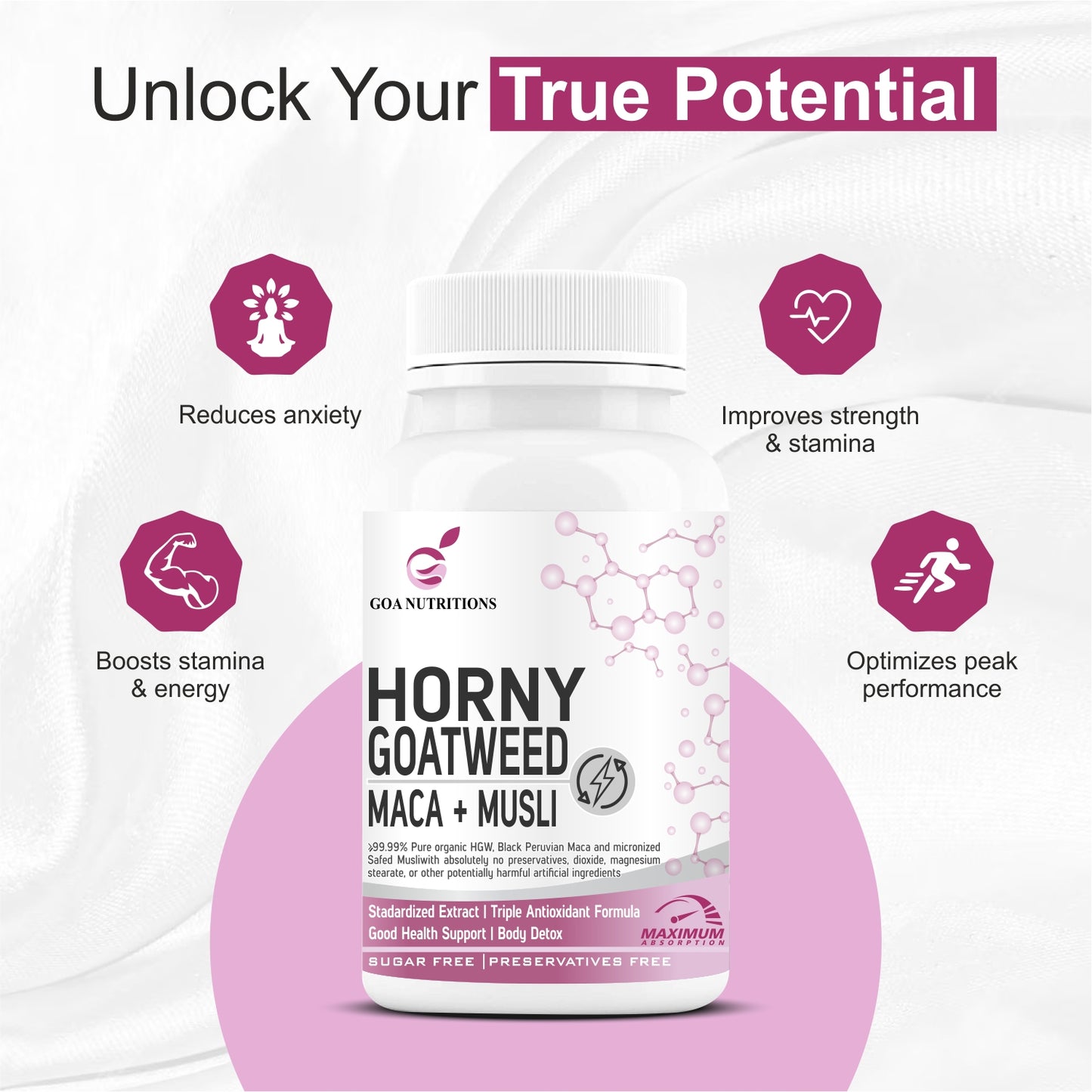 Goa Nutritions Horny Goat Weed with Maca Root Powder Extract 120 Tablets