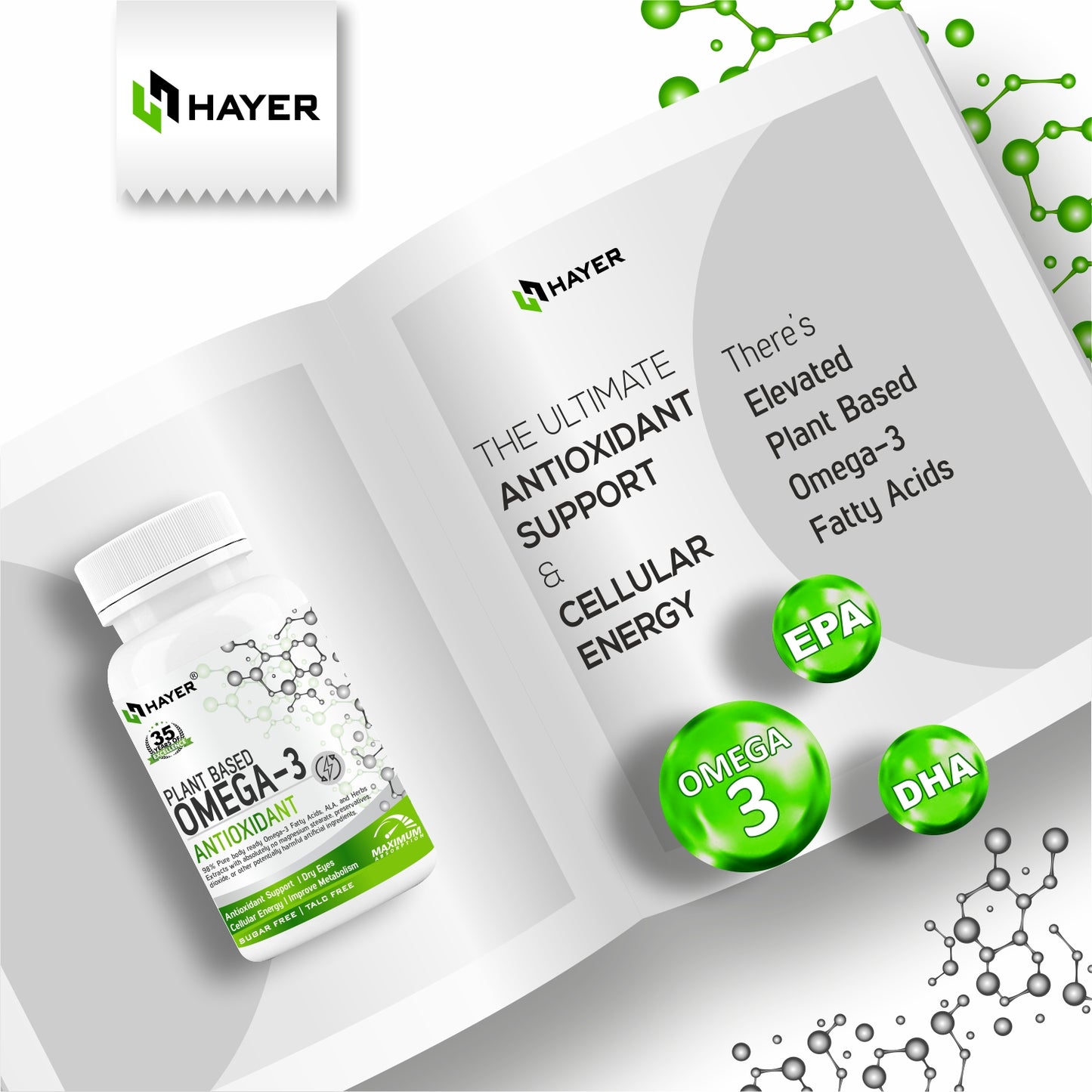 omega 3 vegetarian fish oil alternative supplement, high fatty acid EPA, DHA -60 Tablets