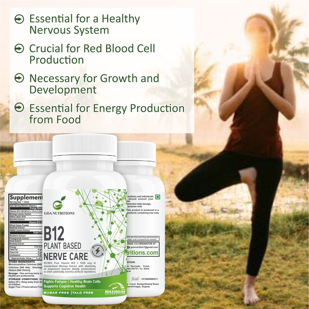 GOA NUTRITIONS Vitamin B12 Supplements For Men And Women 1500 Mcg- 60 Tablets