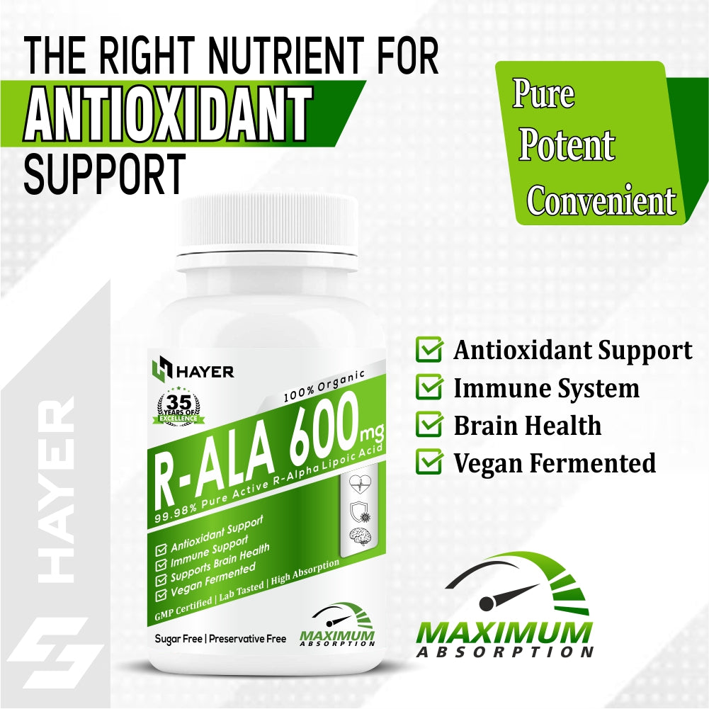 HAYER R-Alpha Lipoic Acid 600mg, Sugar-Free 60 Tablet (Pack 1)