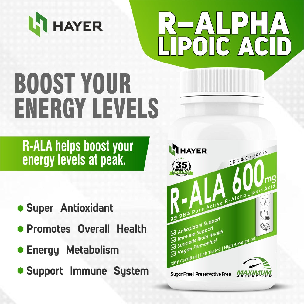 HAYER R-Alpha Lipoic Acid 600mg, Sugar-Free 60 Tablet (Pack 1)