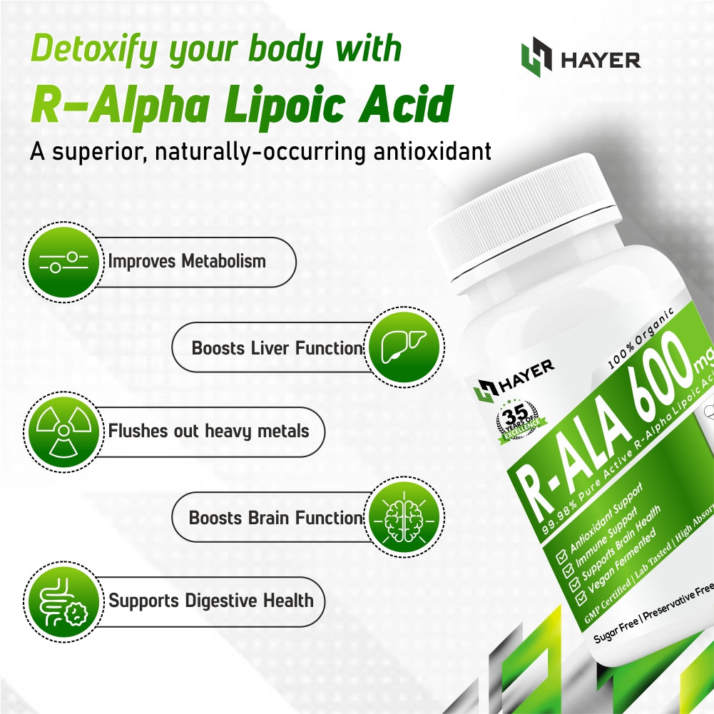 HAYER R-Alpha Lipoic Acid 600mg, Sugar-Free 60 Tablet (Pack 1)