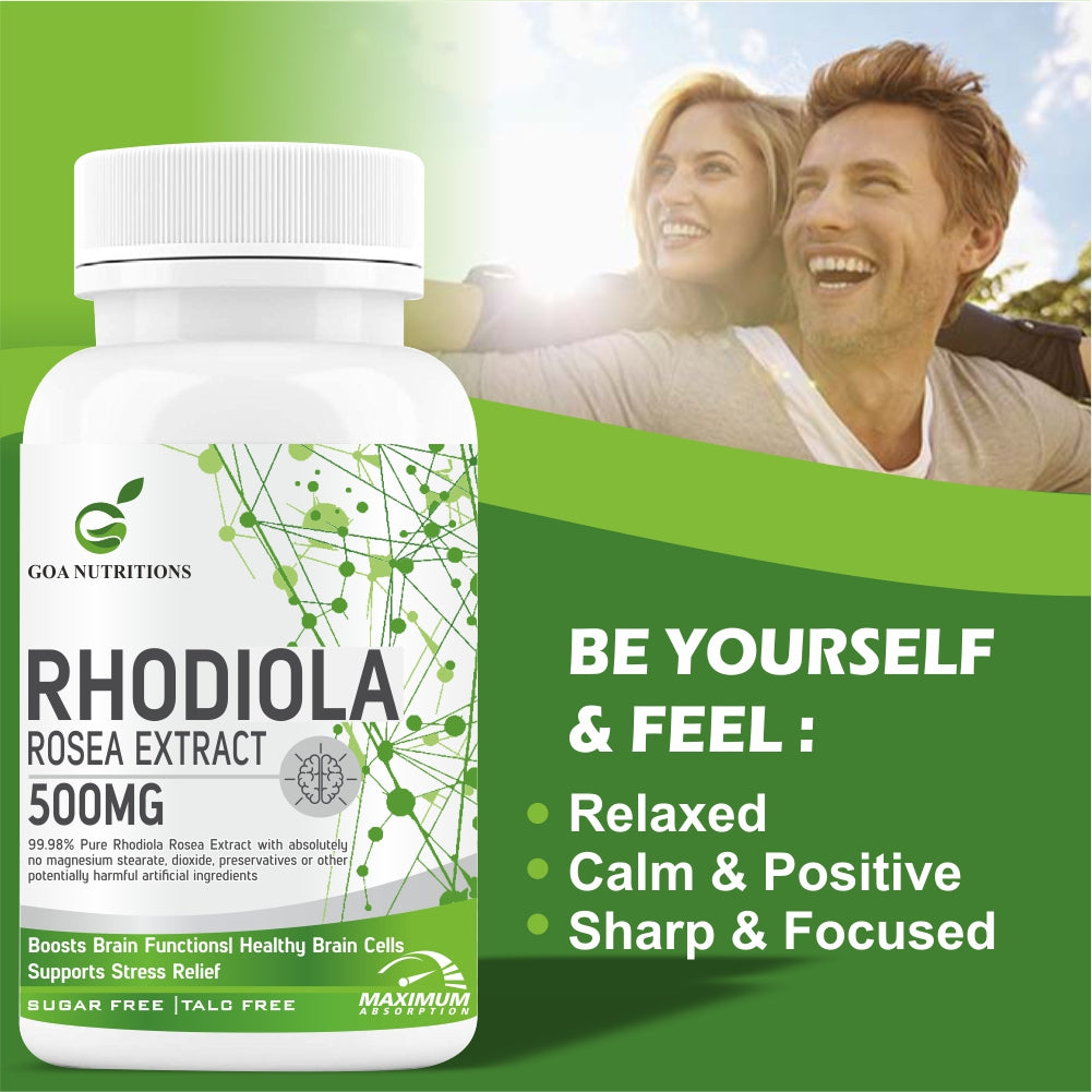 GOA NUTRITIONS Rhodiola Rosea Supplement Root Extract 60 Tablets