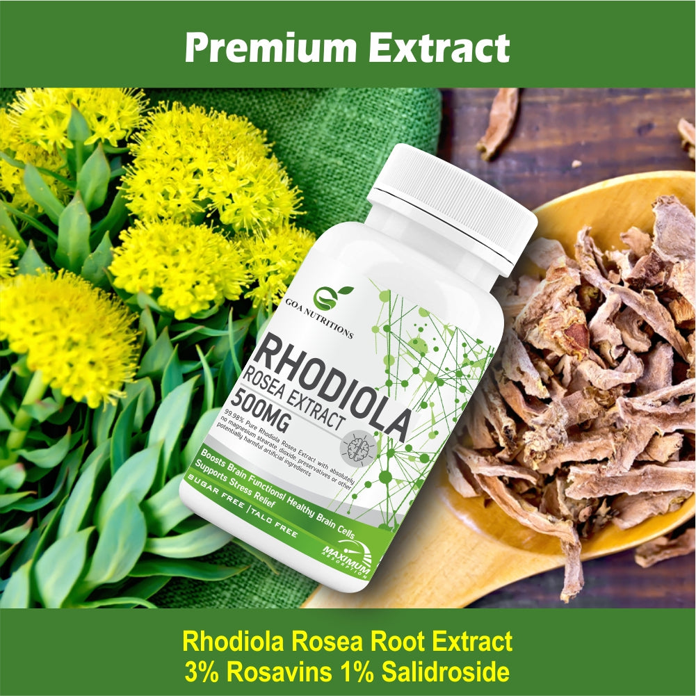 GOA NUTRITIONS Rhodiola Rosea Supplement Root Extract 60 Tablets