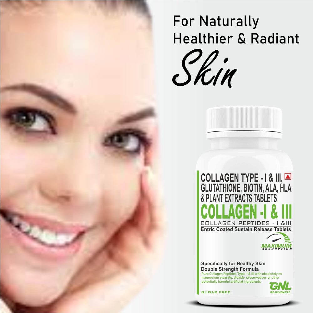 GNL Hydrolyzed Collagen Peptides Type 1 And 3 For Men, Women -60 Tablets