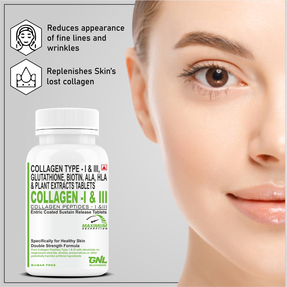 GNL Hydrolyzed Collagen Peptides Type 1 And 3 For Men, Women -60 Tablets