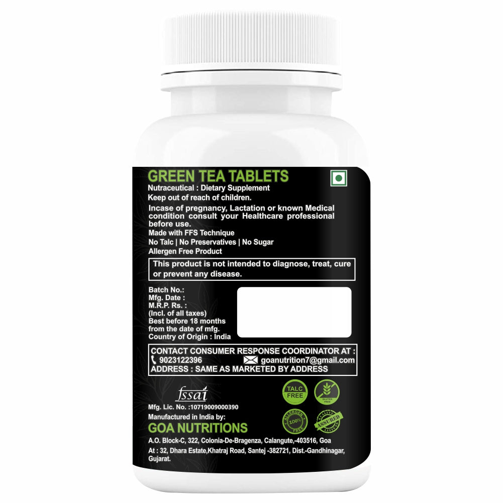 Goa Nutritions Fat Burners For Men Women With Green Tea Keto Slim 60 Tablets