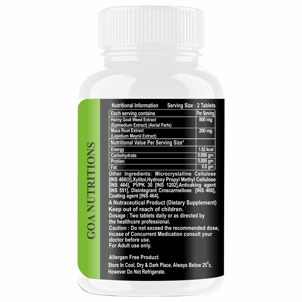 Goa Nutritions Horny Goat Weed with Maca Root Powder Extract 120 Tablets