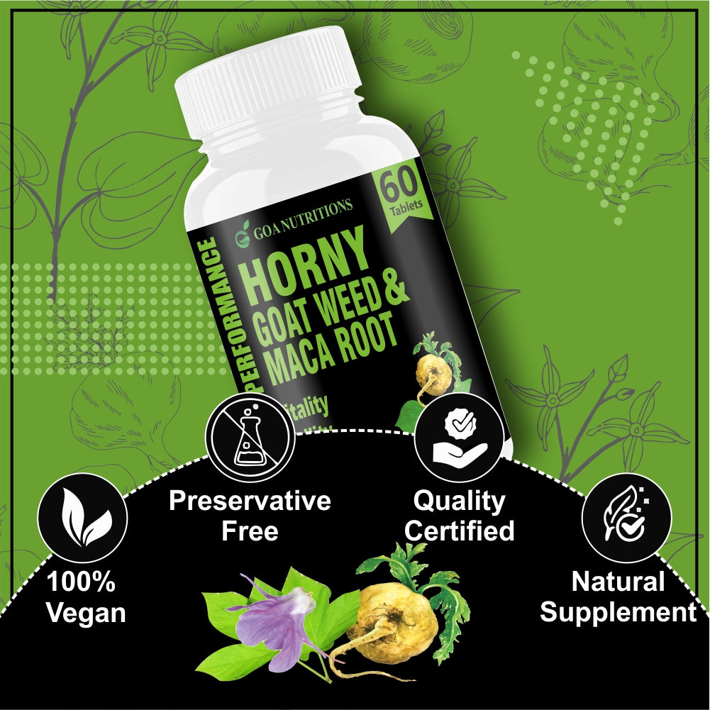 Goa Nutritions Horny Goat Weed with Maca Root Powder Extract 60 Tablets