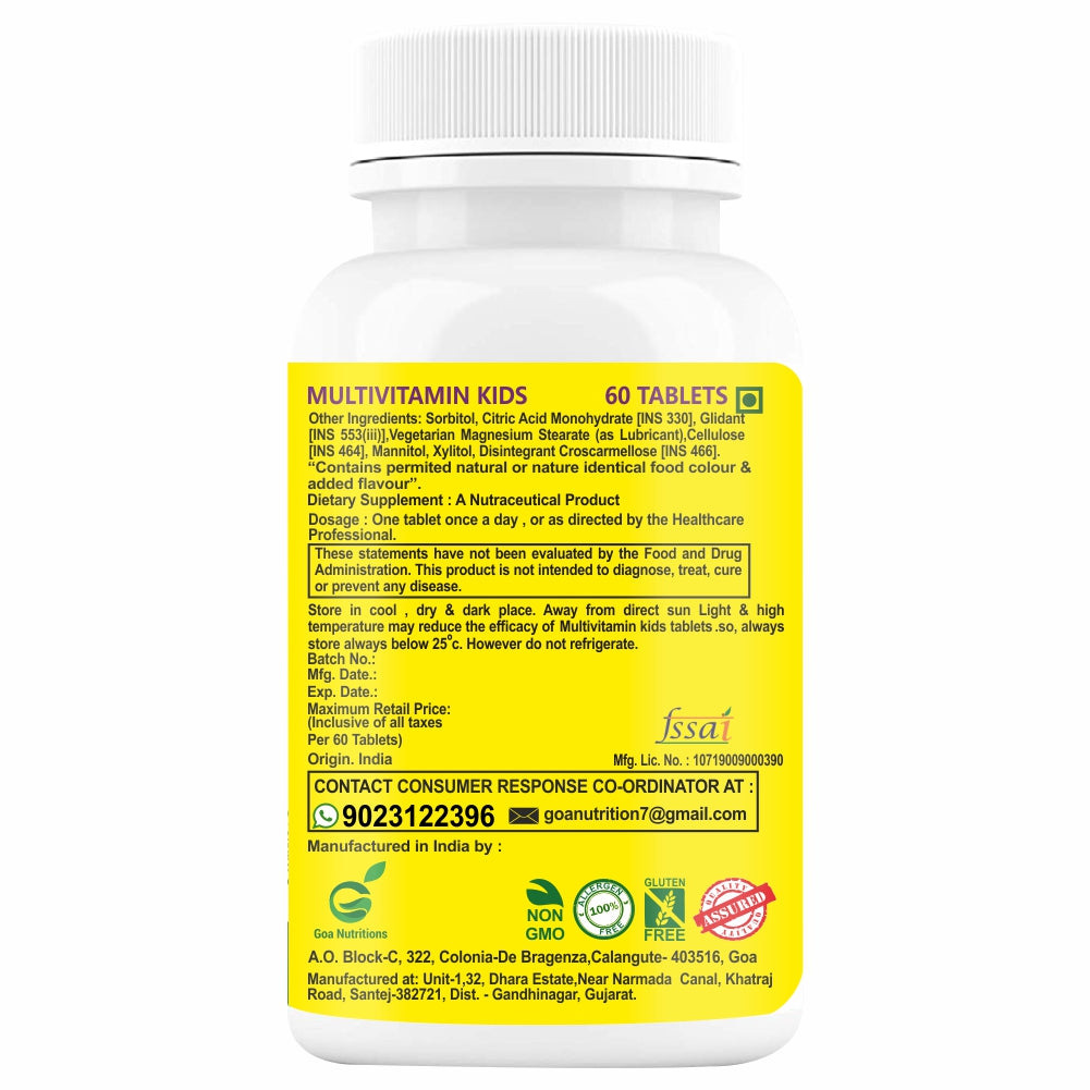 GOA NUTRITIONS Multivitamin For Kids Guava Flavour 60 Chewable Tablets