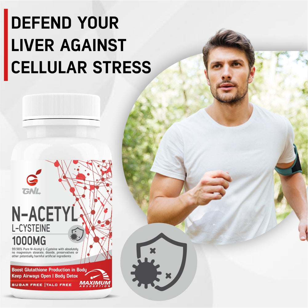 GNL NAC Supplement -N-Acetyl L-Cysteine 1000mg -60 Veg. Tablets