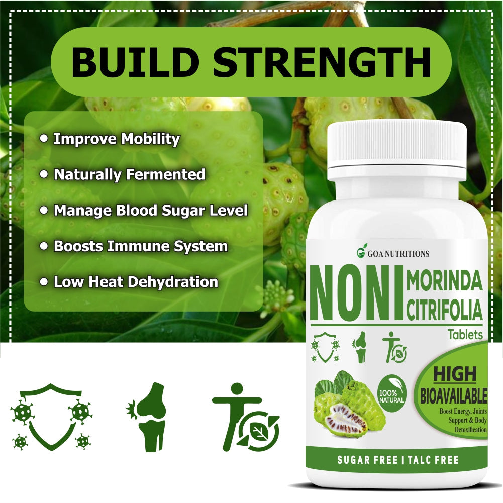 GOA NUTRITIONS Noni Juice Tablets Fat and Energy Metabolism Booster, Antioxidant 120 Tablets