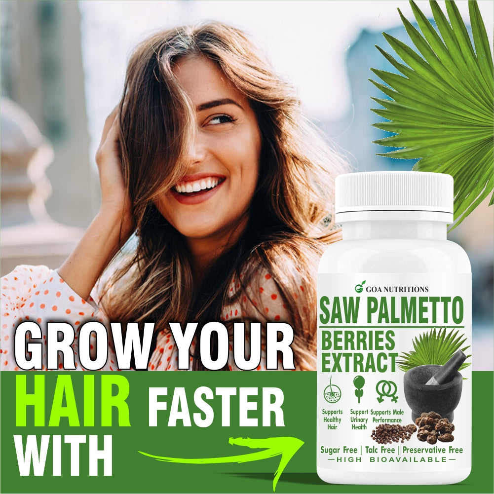 GOA NUTRITIONS Saw Palmetto Extract With Piperine For Men Women 120 Tablets