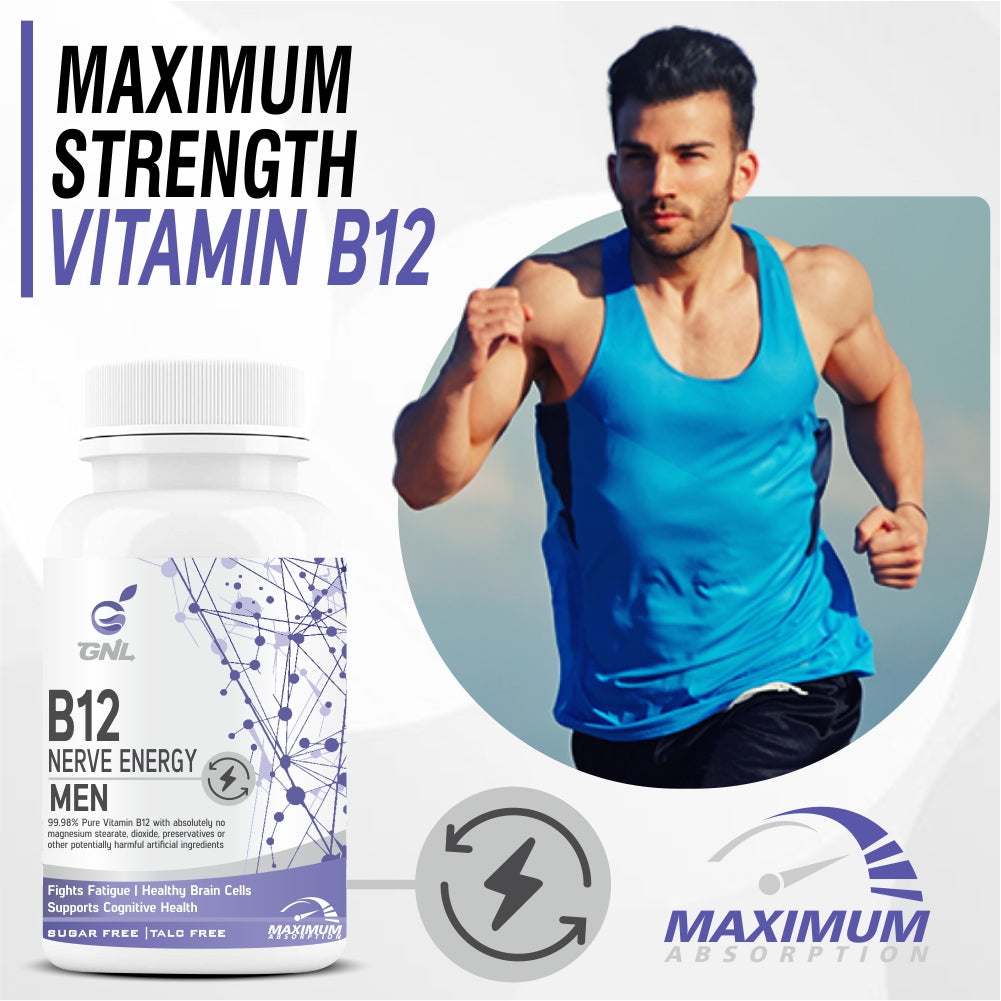 GNL Vitamin B12 Supplements For Men 60 Methylcobalamin Capsules
