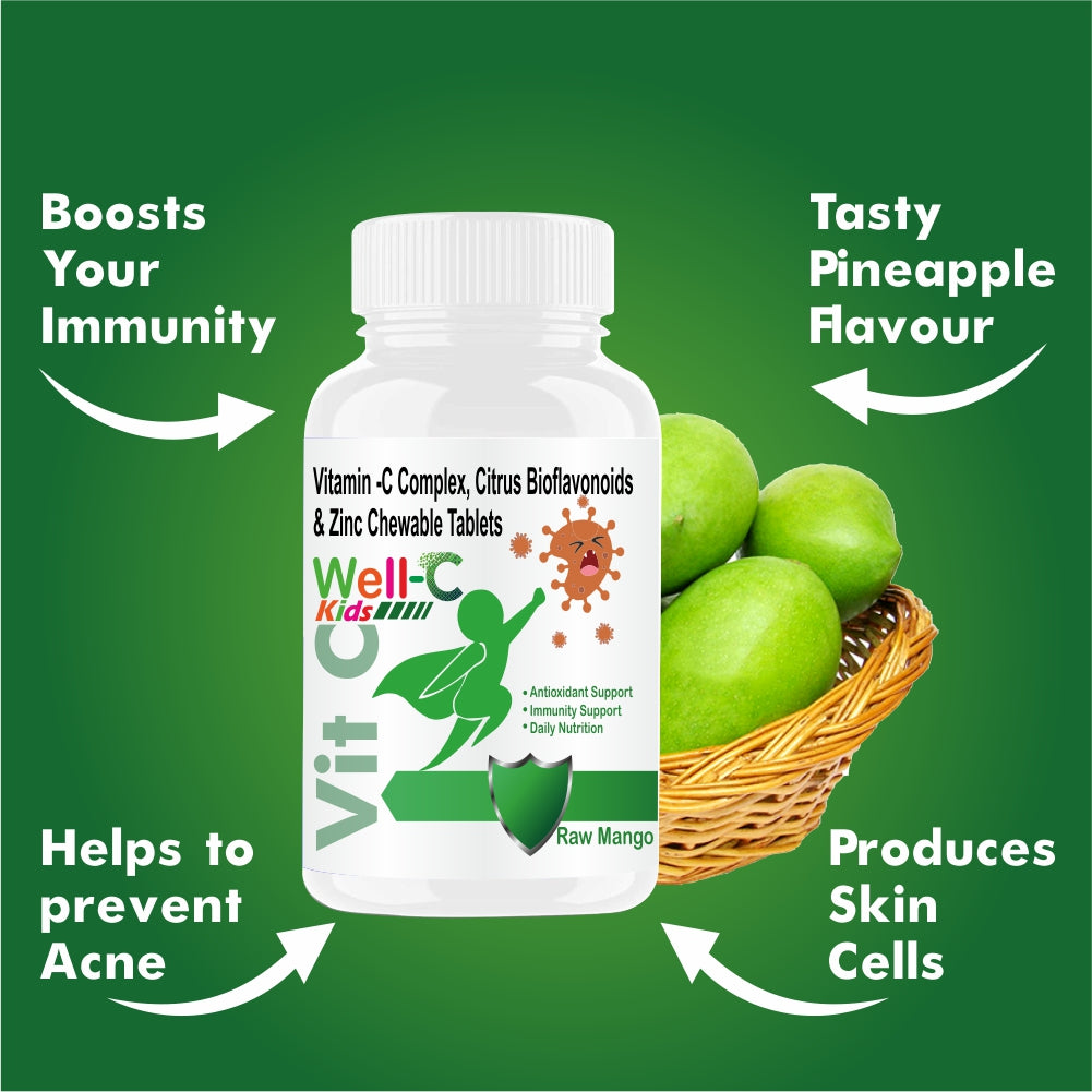 Goa Nutritions Vitamin C Tablets For Kids, Raw Mango Flavor 60 Tablet