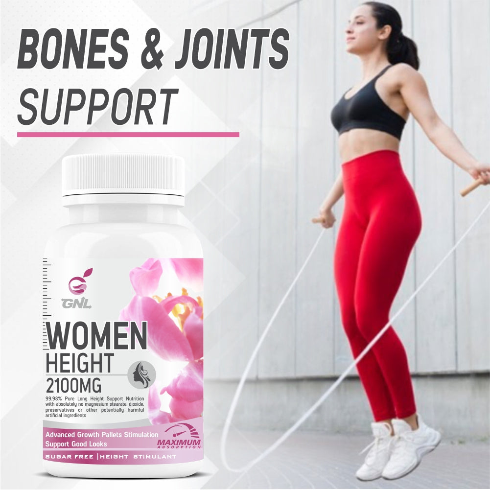 GNL Height Increase Medicine For Women With EAA, Minerals, Super Foods To Help Support Increasing Long Growth, Looks, And Strong Bones -60 Tablets