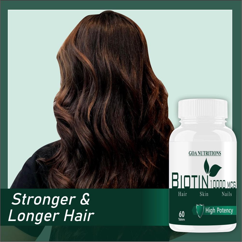 Goa Nutritions Biotin For Hair Growth With Vitamin A C E D3 and Zinc supplements - 60 Tablets - Image #4