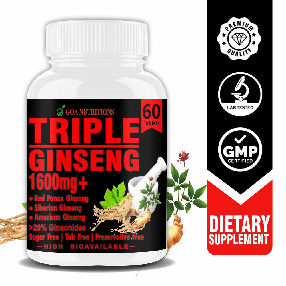Goa Nutritions Korean Red Ginseng Powder 60 Veg Tablets