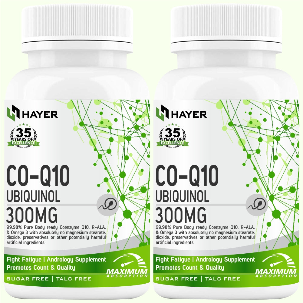 HAYER Coq10 Supplement, Coenzyme Co Q10 300mg As Ubiquinol, Heart health supplements-120 Tablets (Pack 2)