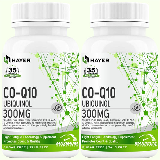 HAYER Coq10 Supplement, Coenzyme Co Q10 300mg As Ubiquinol, Heart health supplements-120 Tablets (Pack 2)
