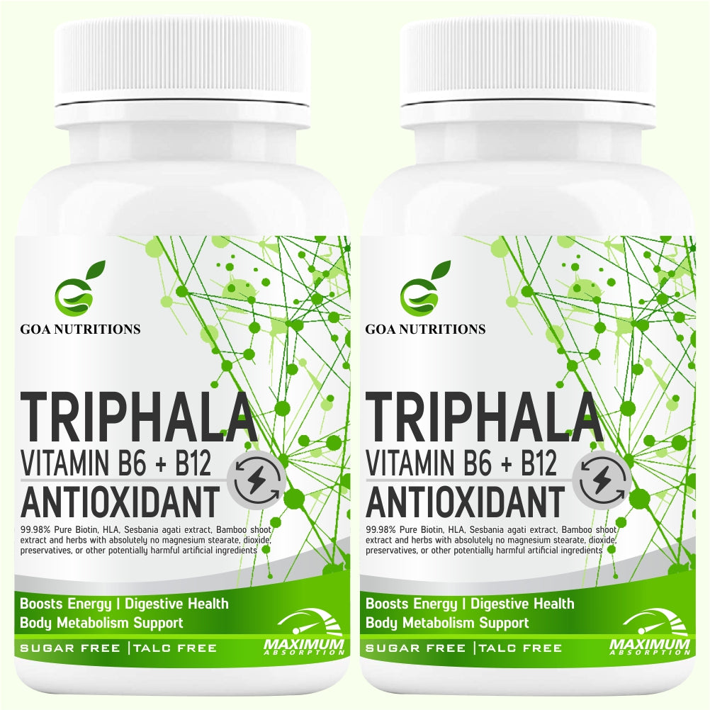 GOA NUTRITIONS Triphala Tablets 123 Churna With Pipali, Vitamin B12 Supplements - 120 Tablets