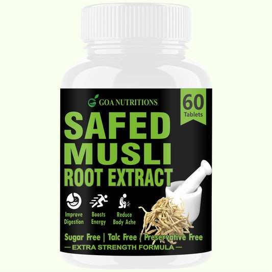 GOA NUTRITIONS Safed Musli Powder Support Strength, Stamina & Energy - 60 Tablets