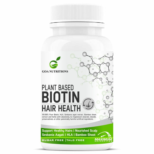 GOA NUTRITIONS Plant Based Biotin tablets For Hair Growth or Women Men- 60 Tablets