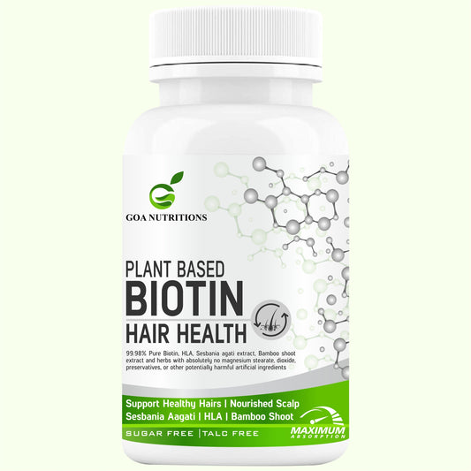 GOA NUTRITIONS Plant Based Biotin tablets For Hair Growth or Women Men- 60 Tablets