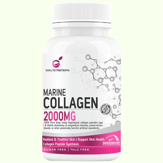 GOA NUTRITIONS Marine Collagen Powder for Skin, Hair Supplement for Men, Women - 90 Tablets