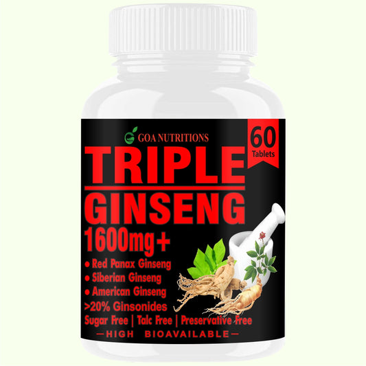 Goa Nutritions Korean Red Ginseng Powder 60 Veg Tablets