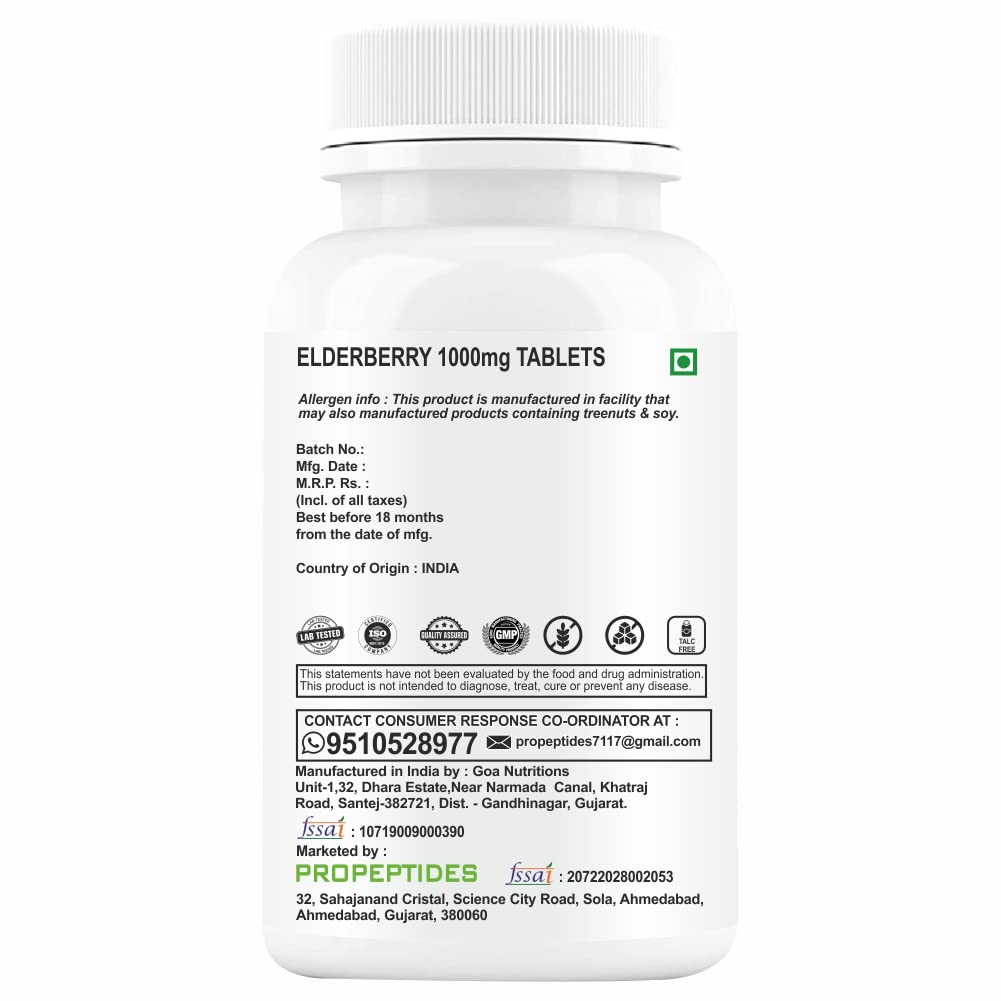 Elderberry 1000mg with Vitamin C & Zinc | Immune Support | 60 Tablets