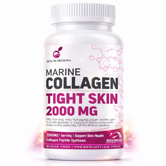 GOA NUTRITIONS Marine Collagen Powder for Skin, Hair Supplement for Men, Women - 90 Tablets