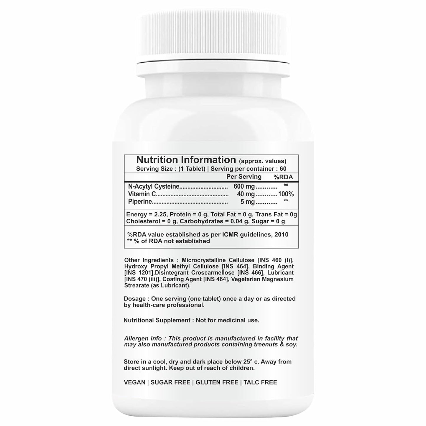 Propeptides NAC Supplement 600mg | 99.98% N Acetyl L Cysteine | Glutathione Precursor for Antioxidant & Lung Support | Acetylcysteine 60 Tablets