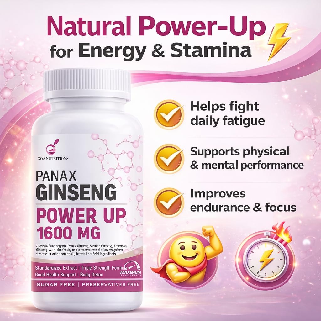 Goa Nutritions Korean Red Ginseng Powder 60 Veg Tablets