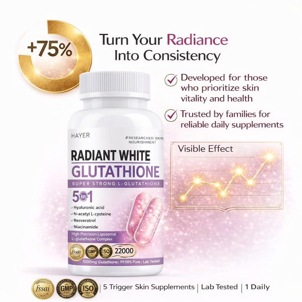 Liposomal Glutathione by Hayer for Skin Whitening 1000mg, 99% Skin Supplements 60 Tablets
