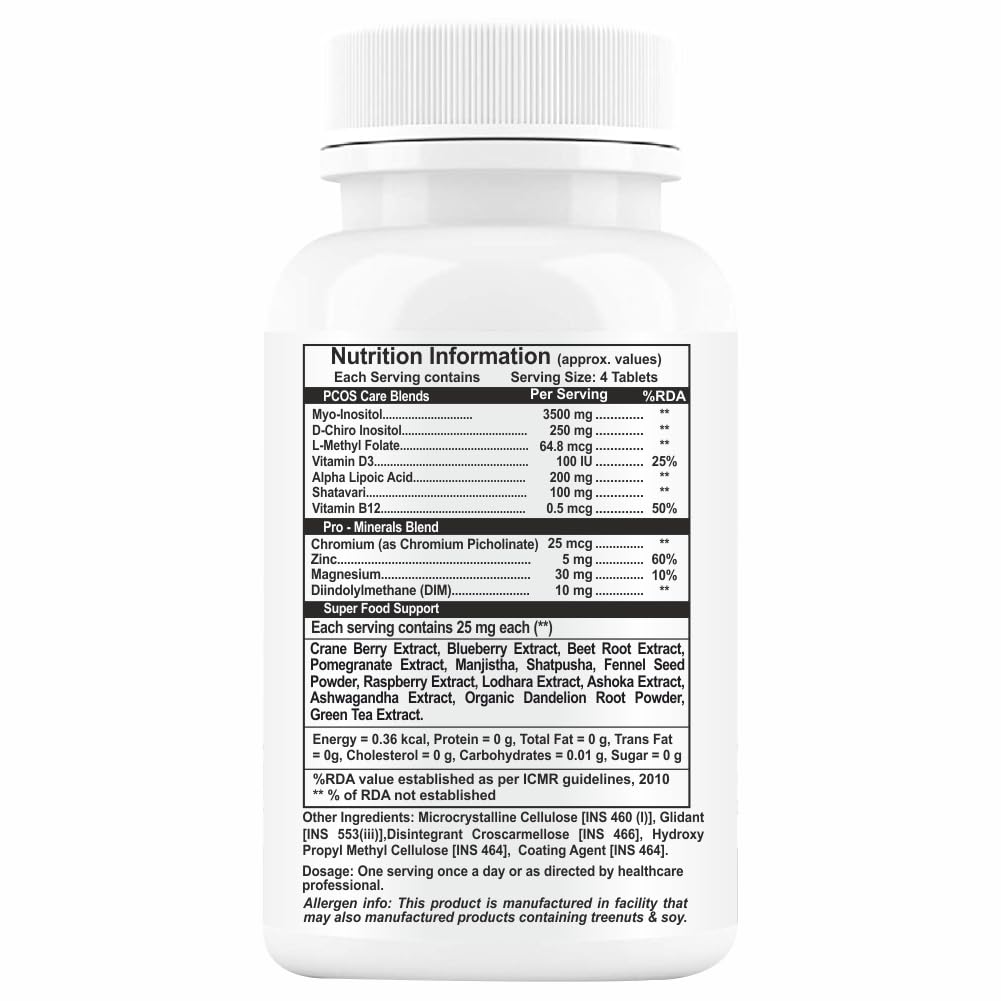 PCOS Supplement for Women  Myo-Inositol + D-Chiro Inositol, 60 Tablets