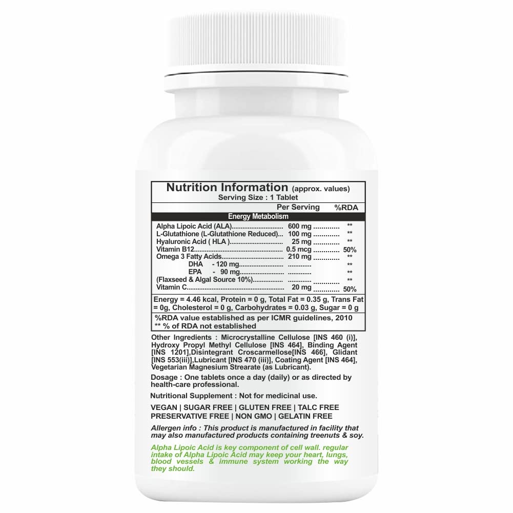 Propeptides Alpha Lipoic Acid 600mg Supplement | 99.98% High Potency ALA | Support Nerve Health and Neuropathy | Antioxidant for Cellular Energy & Metabolic Health | 60 Tablets