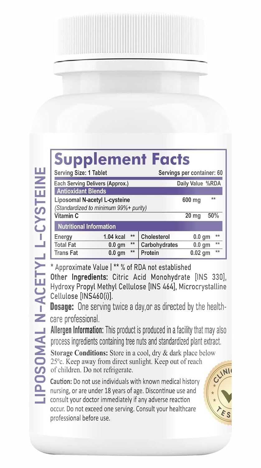 HAYER Liposomal NAC 600mg + Vitamin C | Liver & Lung Support Tablets