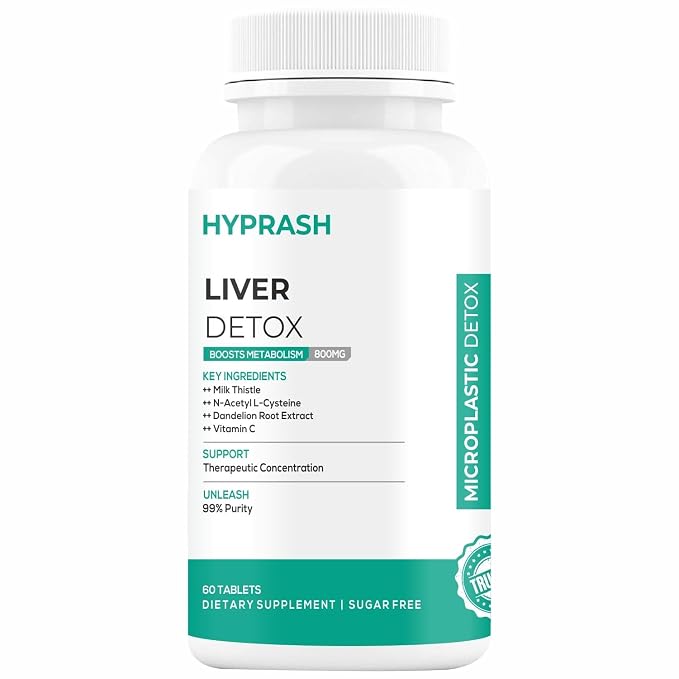 HYPRASH Liver Detox Tablets 800mg | Milk Thistle & NAC | 60 Tablets