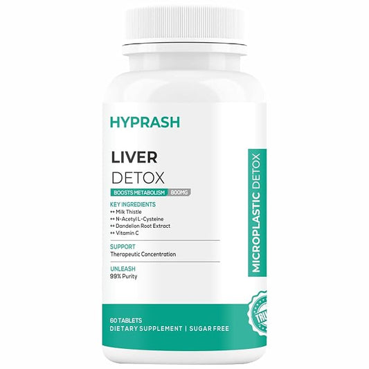 HYPRASH Liver Detox Tablets 800mg | Milk Thistle & NAC | 60 Tablets