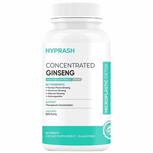 Korean Red Ginseng Tablets 1700mg | Ginkgo & Ashwagandha | 60 Tablets