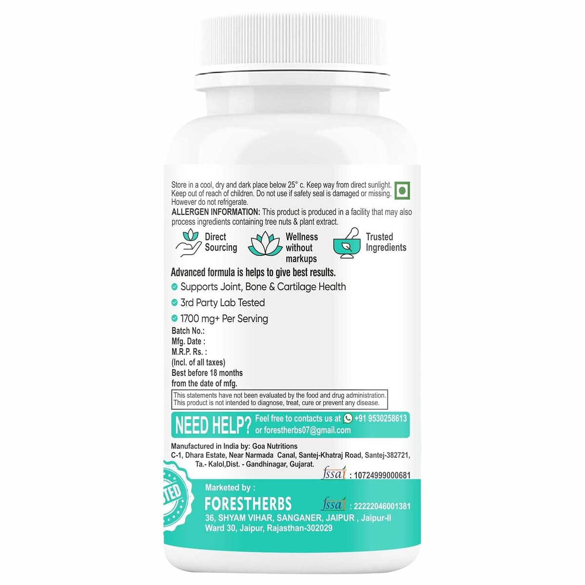 HYPRASH Glucosamine Chondroitin MSM Tablets for Joint Support