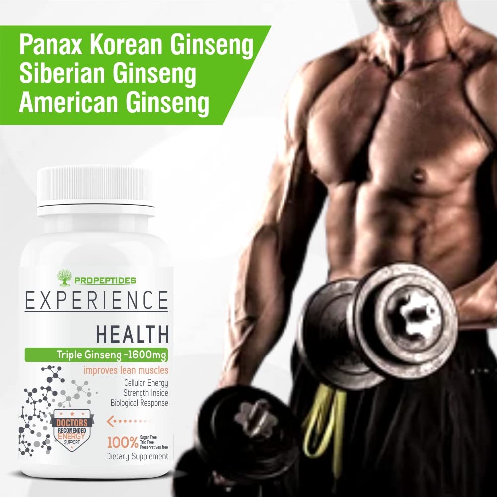 Ginseng Capsules For Men With Korean Red Siberian Ginseng Root, Ashwagandha Powder Extract & Ginkgo Biloba To Boost Stamina, Energy, Focus, And Good Health-60 Tablets (Pack 1)